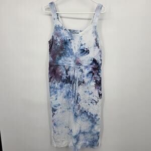 Upcycled Linen Dress XS Tie Ice Dye Festival Granola Artsy Boho Indie Hippie